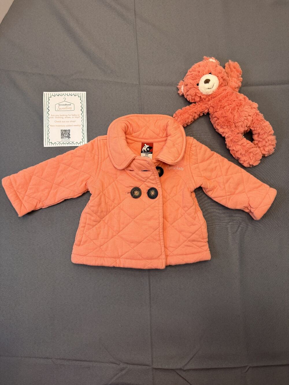 Sprockets Quilted Baby Winter Coat Coral 12M #581
